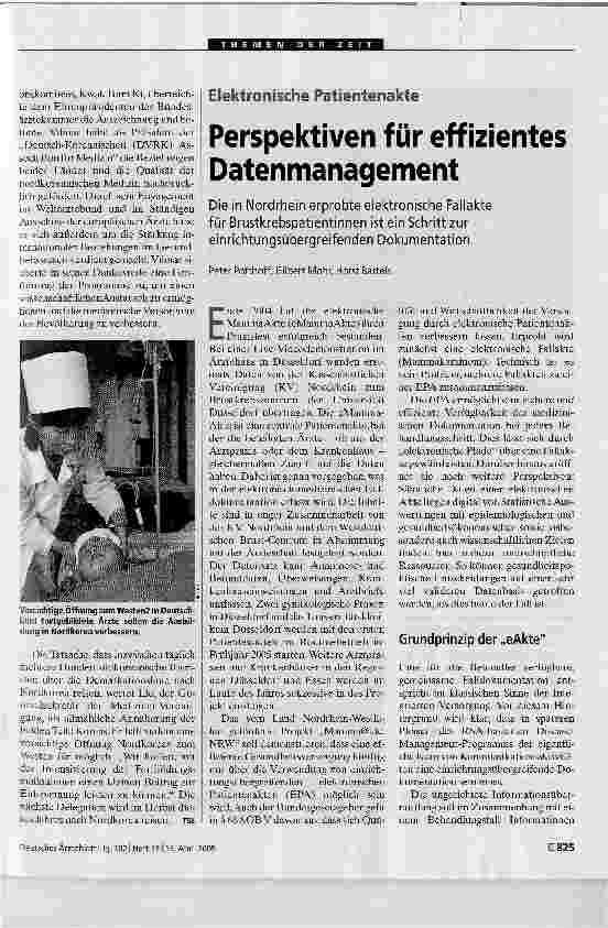 Vorschauseite 1: Perspektiven für effizientes DatenmanagementElektronische Patientenakte