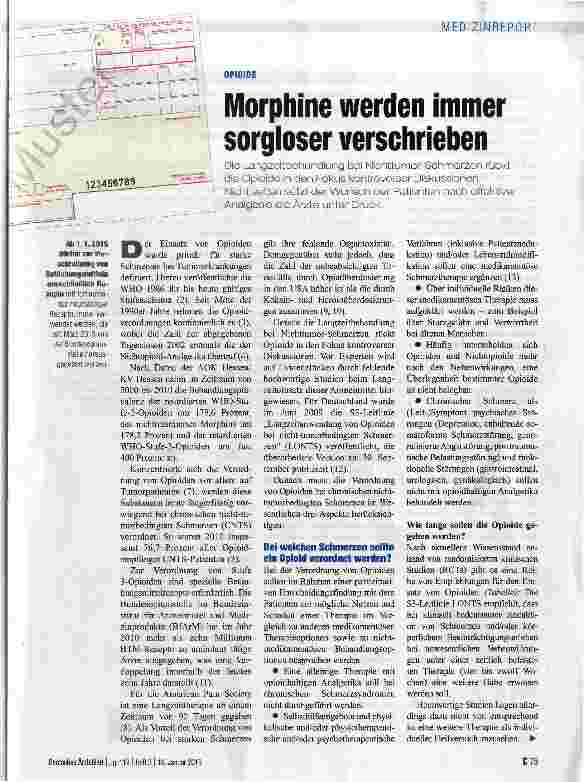 Vorschauseite 1: Morphine werden immer sorgloser verschrieben
