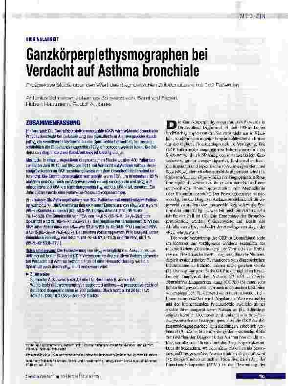 Vorschauseite 1: Ganzkörpeplethysmographen bei auf Asthma bronchiale