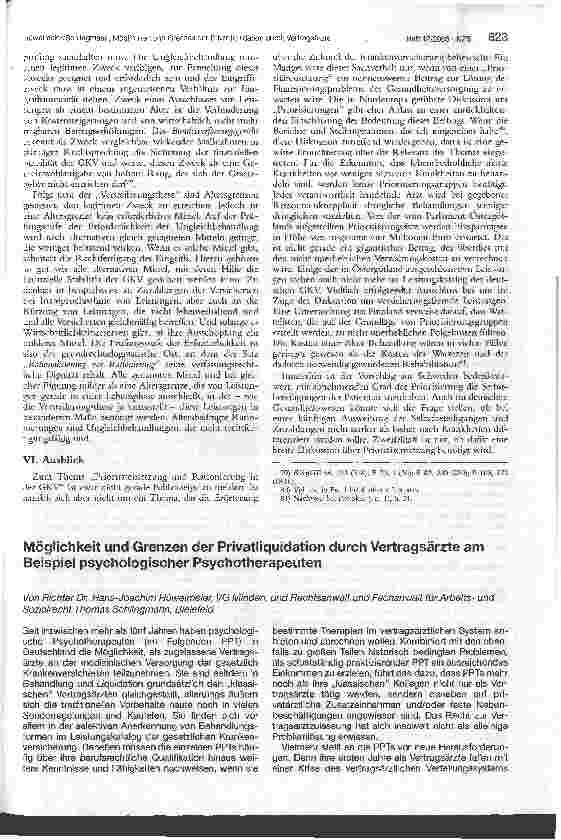 Vorschauseite 1: Möglichkeit und Grenzen der Privatliquidation durch Vertragsärzte am Beispiel psychologischer Psychotherapeuten