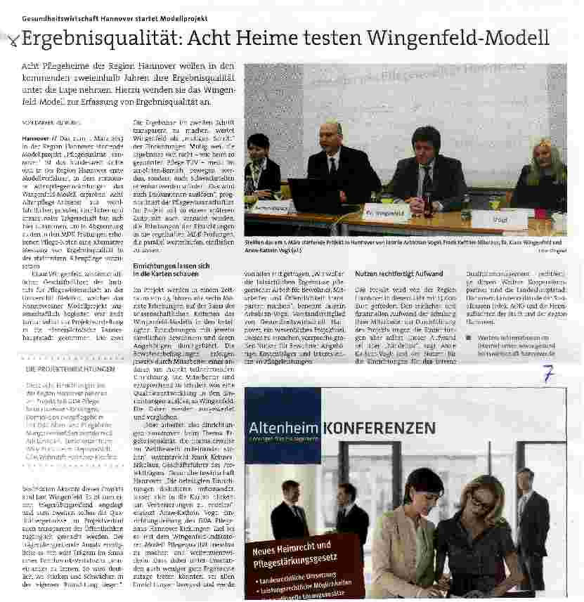 Vorschauseite 1: Ergebnisqualität: Acht Heime testen Wingenfeld-Modell