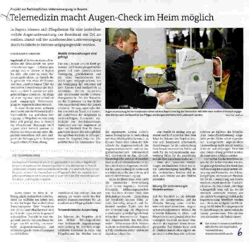 Vorschauseite 1: Telemedizin macht Augen-Check im Heim möglich