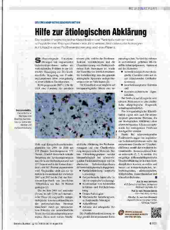 Vorschauseite 1: GELENKENDOPROTHESENDYSFUNKTION Hilfe zur ätiologischen Abklärung