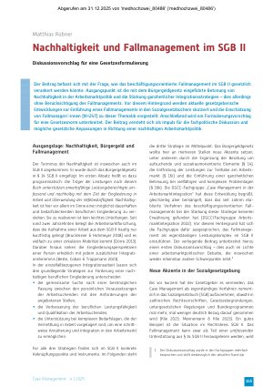 Vorschauseite 1: Nachhaltigkeit und Fallmanagement im SGB II Diskussionsvorschlag für eine Gesetzesformulierun