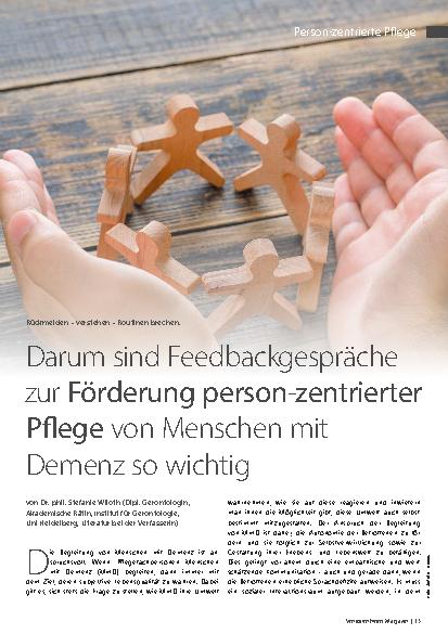 Vorschauseite 1: Deshalb sind Feedbackgespräche zur Förderung personenzentrierter Pflege von Menschen mit Demenz so wichtig.