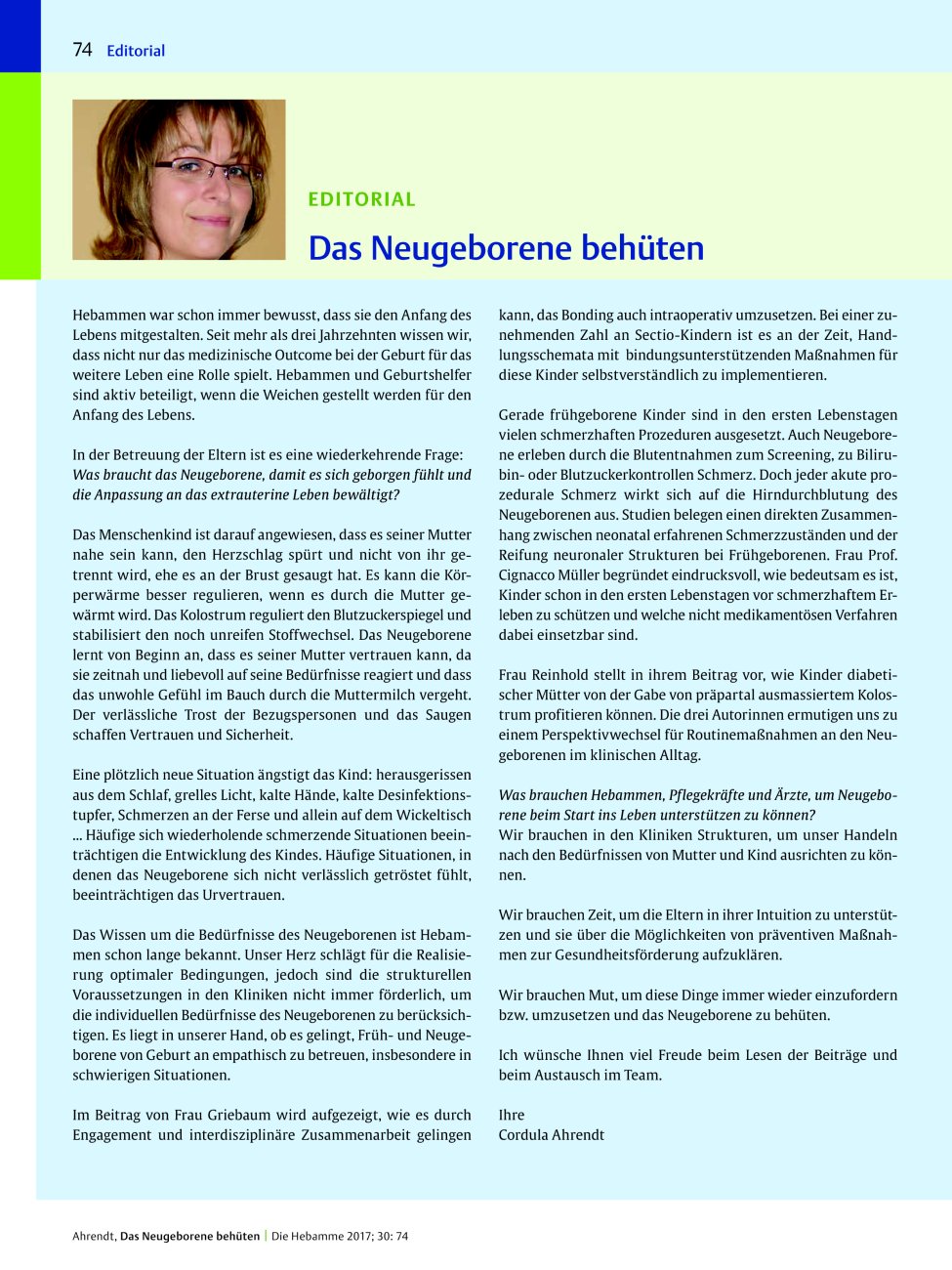 Vorschauseite 1: Das Neugeborene behüten