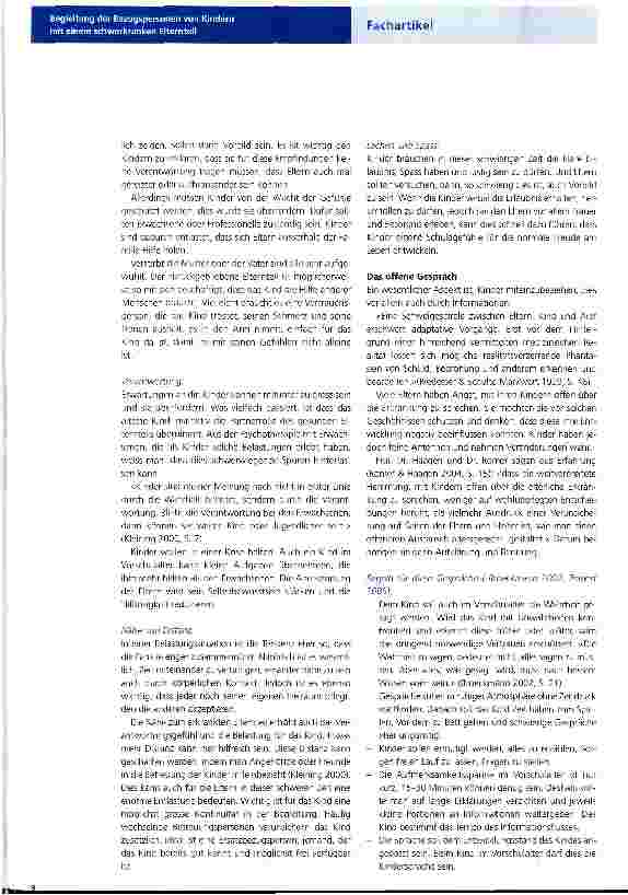 Vorschauseite 2: Begleitung der Bezugspersonen von Kindern mit einem schwerkranken Elternteil