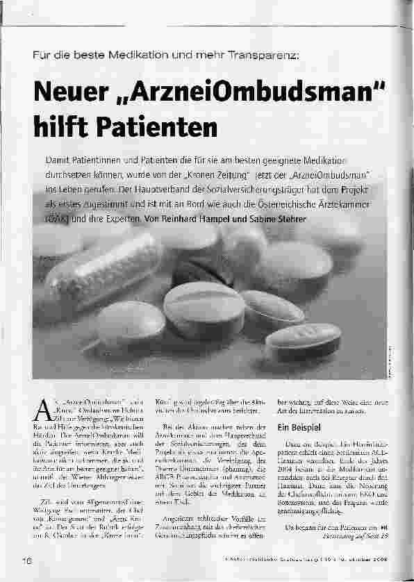 Vorschauseite 1: Neuer ArzneiOmbudsman hilft Patienten