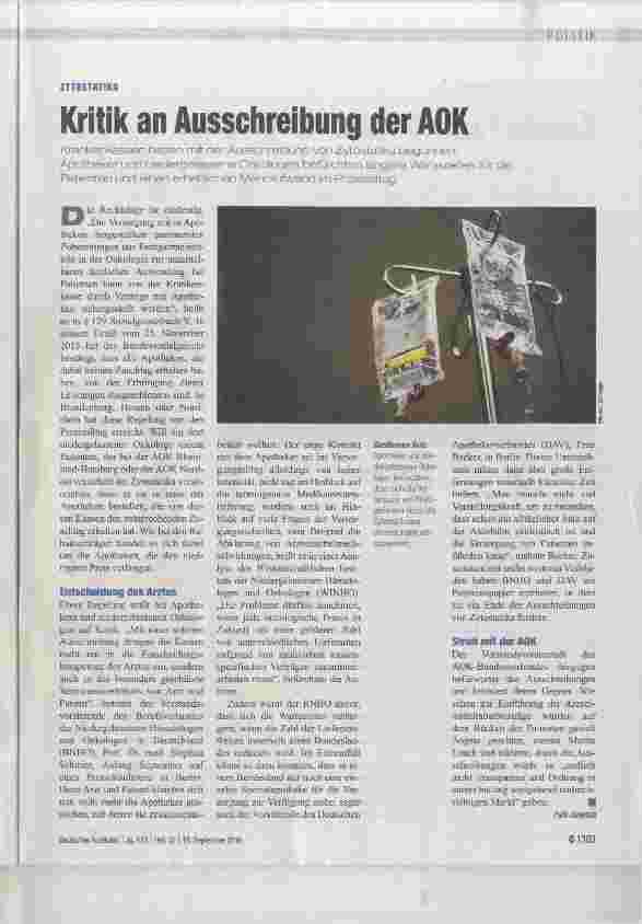 Vorschauseite 1: Kritik an Ausschreibung der AOK