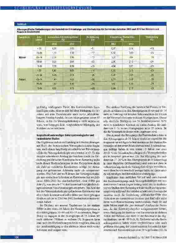 Vorschauseite 4: Rückgang der Inzidenz und Mortalität von Darmkrebs in Deutschland