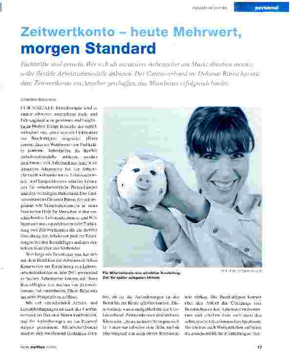 Vorschauseite 1: Zeitwertkonto - heute Mehrwert, morgen Standard