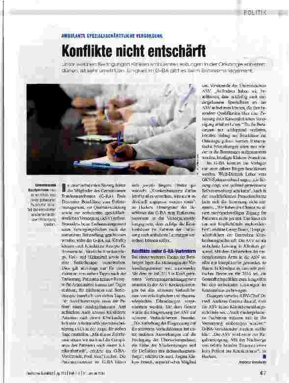 Vorschauseite 1: Konflikte nicht entschärft