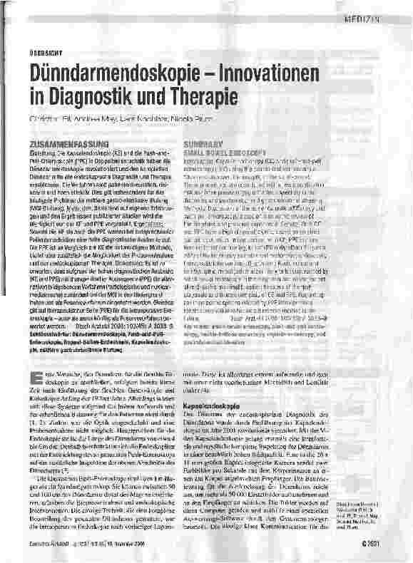 Vorschauseite 1: Dünndarmendoskopie - Innovationen in Diagnostik und Therapie
