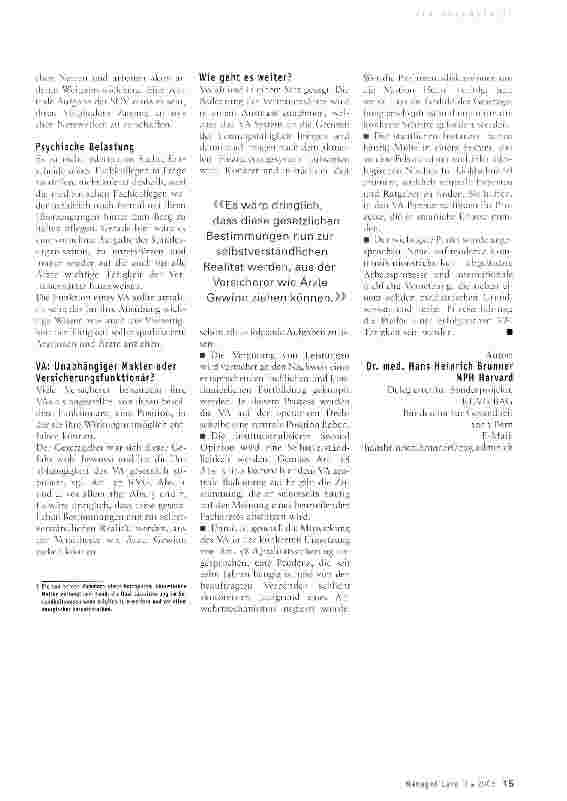 Vorschauseite 3: Der Vertrauensarzt - ungeliebter Appendix oder Drehscheibe des KVG?