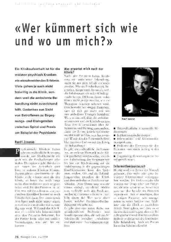 Vorschauseite 1: «Wer kümmert sich wie und wo um mich? »