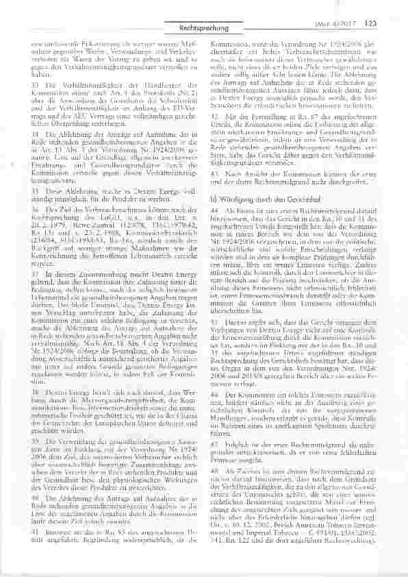 Vorschauseite 2: Unzulässigkeit der Gesundheitswerbung für Traubenzucker (Dextro Energy)
