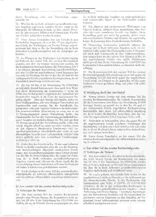Vorschauseite 5: Unzulässigkeit der Gesundheitswerbung für Traubenzucker (Dextro Energy)
