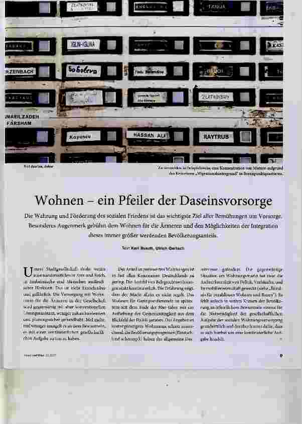Vorschauseite 1: Wohnen ein Pfeiler der Daseinsvorsorge