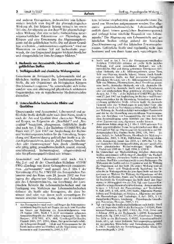 Vorschauseite 2: Physiologische, pharmakologische und toxikologische Wirkung - Ein Beitrag zur Abgrenzung von Lebensmitteln, Arzneimitteln und gefährlichen Stoffen - (Teil 1