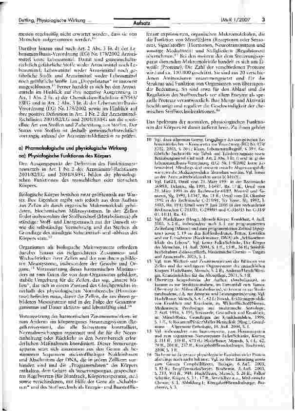 Vorschauseite 3: Physiologische, pharmakologische und toxikologische Wirkung - Ein Beitrag zur Abgrenzung von Lebensmitteln, Arzneimitteln und gefährlichen Stoffen - (Teil 1