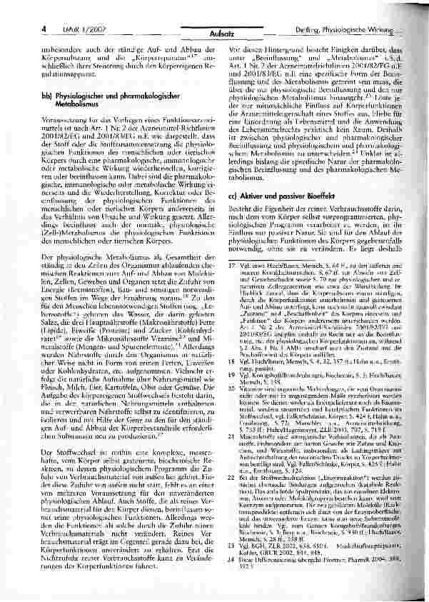 Vorschauseite 4: Physiologische, pharmakologische und toxikologische Wirkung - Ein Beitrag zur Abgrenzung von Lebensmitteln, Arzneimitteln und gefährlichen Stoffen - (Teil 1