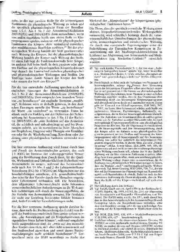 Vorschauseite 5: Physiologische, pharmakologische und toxikologische Wirkung - Ein Beitrag zur Abgrenzung von Lebensmitteln, Arzneimitteln und gefährlichen Stoffen - (Teil 1