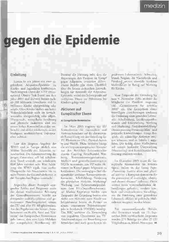 Vorschauseite 2: Adipositas - der Kampf gegen die Epidemie