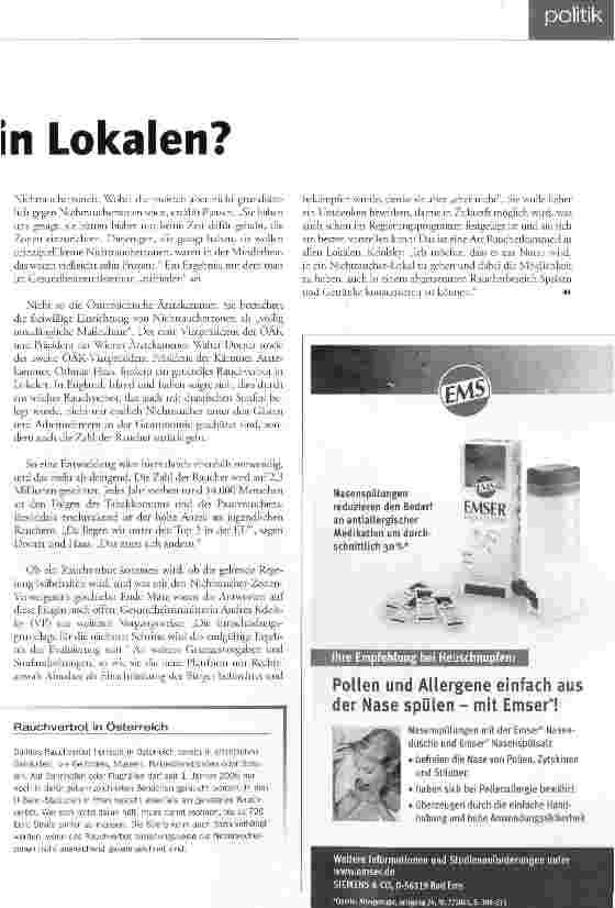 Vorschauseite 2: Kommt das Raucherkammerl in Lokalen?