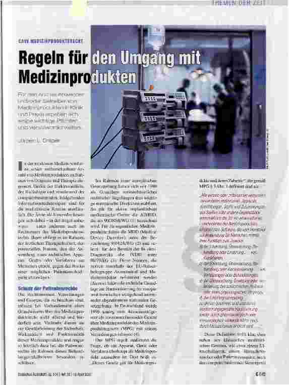 Vorschauseite 1: Regeln für den Umgang mit Medizinprodukten