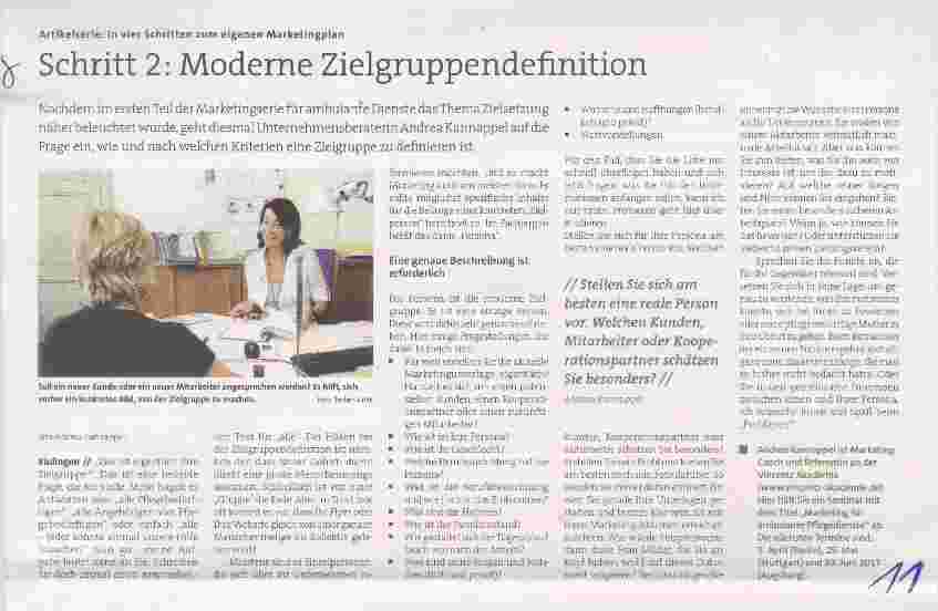 Vorschauseite 1: Artikelserie: In vier Schritten zum eigenen Marketingplan Schritt 2 : Moderne Zielgruppendefinition