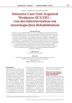 Vorschauseite 1: Intensive Care Unit Acquired Weakness (ICUAW) – von der Intensivstation zur neurologischen Rehabilitation