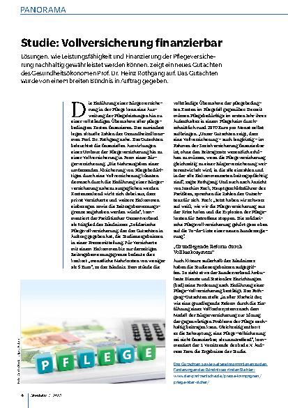 Vorschauseite 1: Studie: Vollversicherung finanzierbar