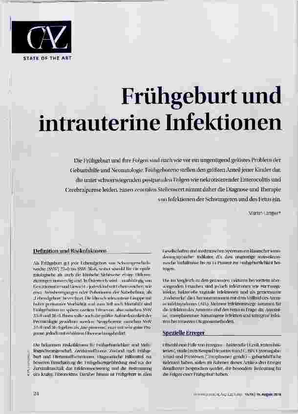Vorschauseite 1: Frühgeburt und intrauterine Infektionen