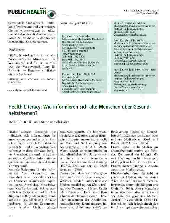 Vorschauseite 3: Erwartungen und Bedürfnisse hochaltriger Menschen in der Gesundheitsversorgung - Erste Ergebnisse einer Studie
