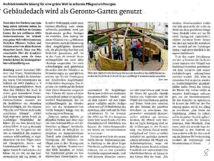Vorschauseite 1: Gebäudedach wird als Geronto-Garten genutzt