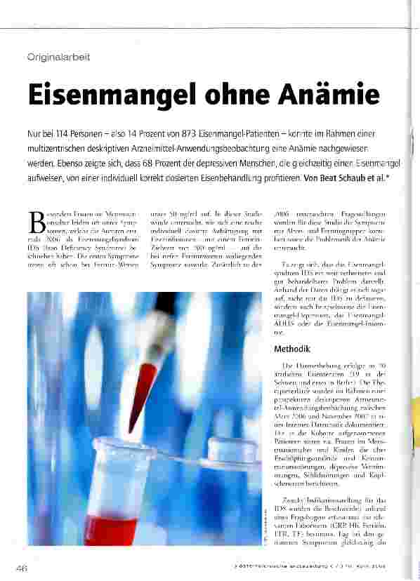 Vorschauseite 1: Eisenmangel ohne Anämie