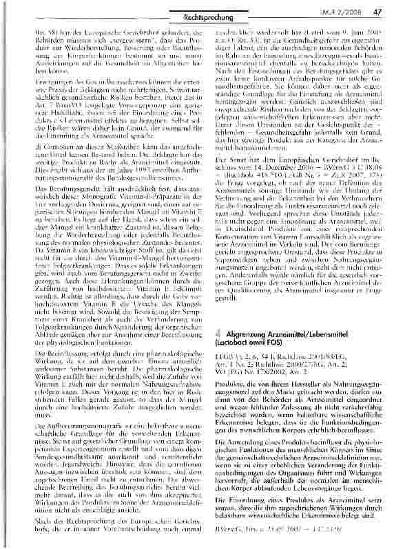 Vorschauseite 1: Abgrenzung Arzneimittel/Lebensmittel (Lactobact omni FOS)