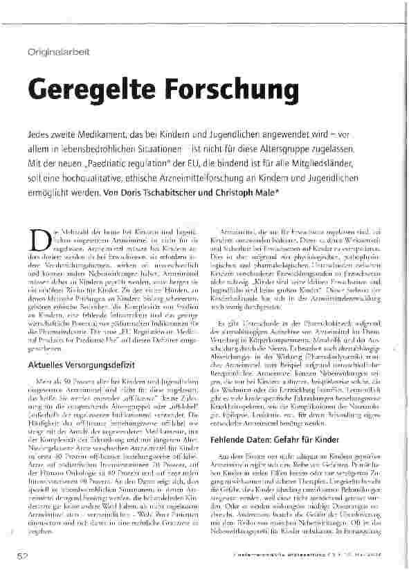 Vorschauseite 1: Geregelte Forschung