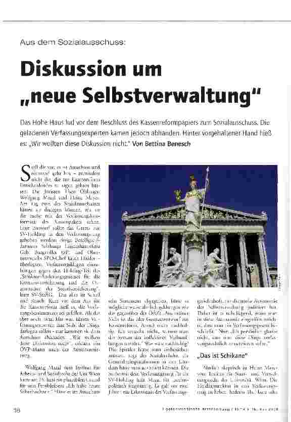 Vorschauseite 1: Diskussion um „neue Selbstverwaltung