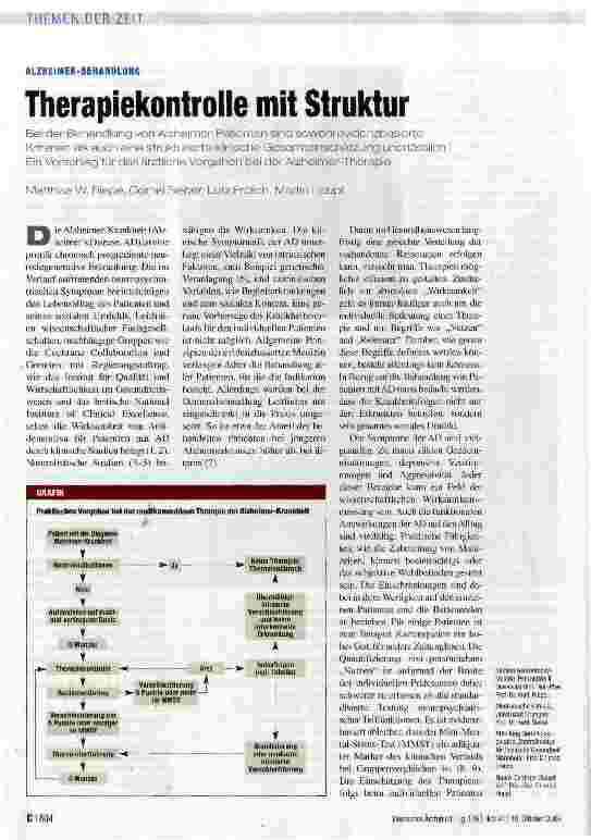Vorschauseite 1: ALZHEIMER-BEHANDLUNG Therapiekontrolle mit Struktur