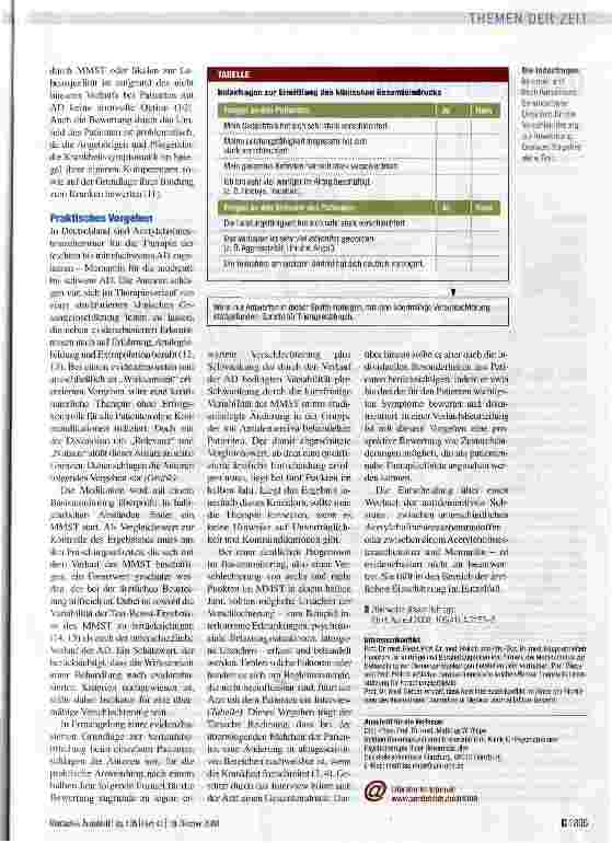 Vorschauseite 2: ALZHEIMER-BEHANDLUNG Therapiekontrolle mit Struktur