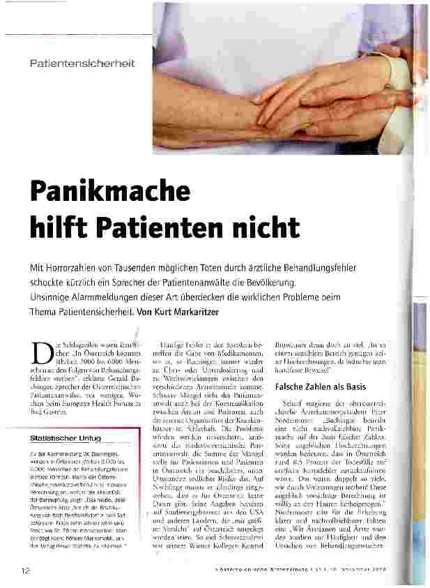 Vorschauseite 1: Panikmache hilft Patienten nicht