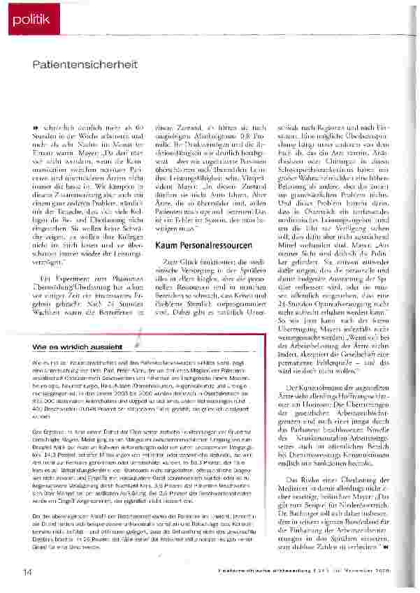 Vorschauseite 3: Panikmache hilft Patienten nicht