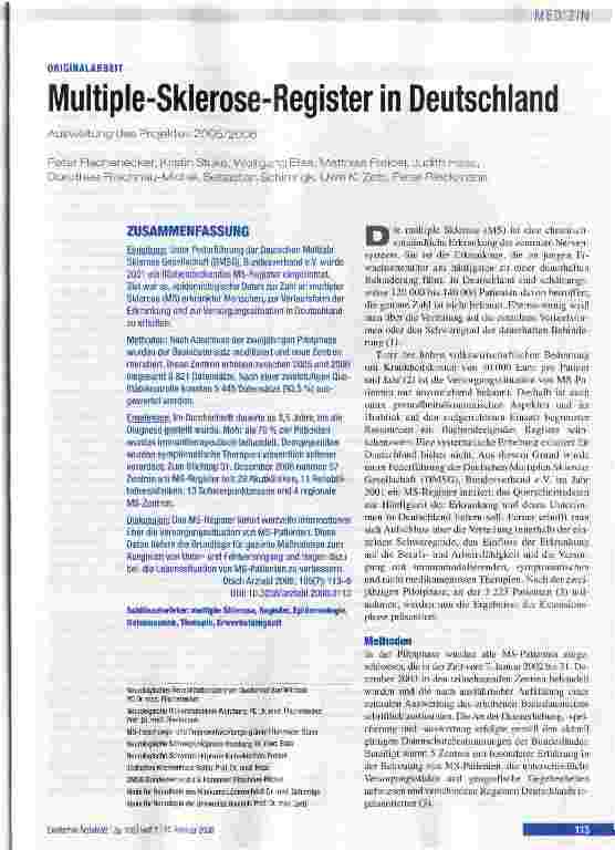 Vorschauseite 1: Multiple-Sklerose-Register in Deutschland