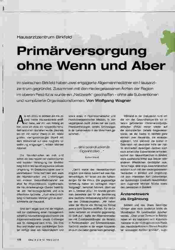 Vorschauseite 1: Primärversorgung ohne Wenn und Aber