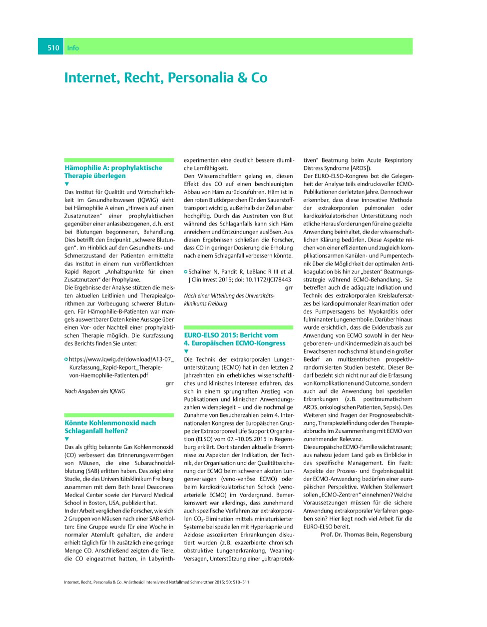 Vorschauseite 1: Internet, Recht, Personalia & Co