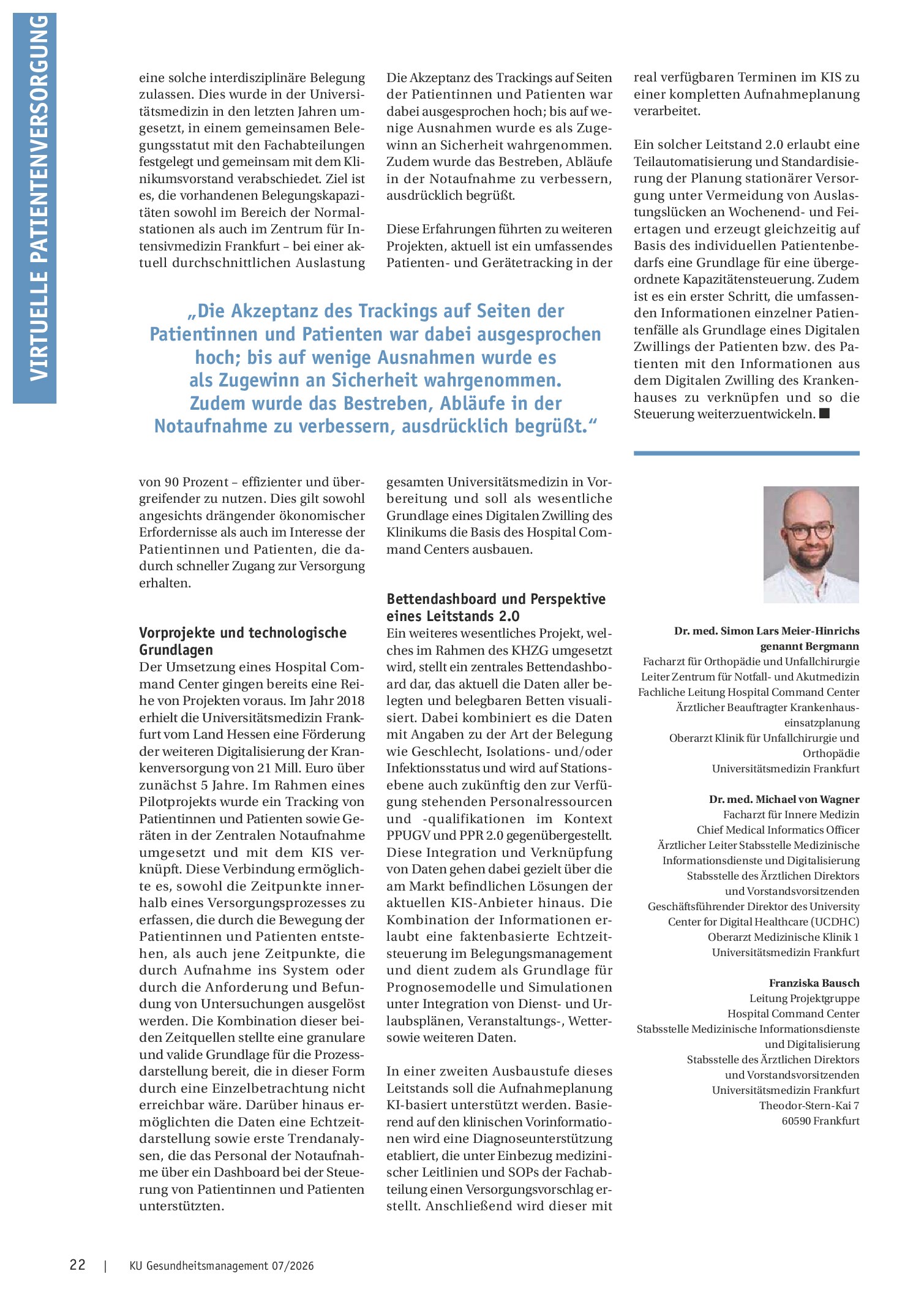 Vorschauseite 3: Mit Effizienz der Zukunft des Krankenhauses begegnen