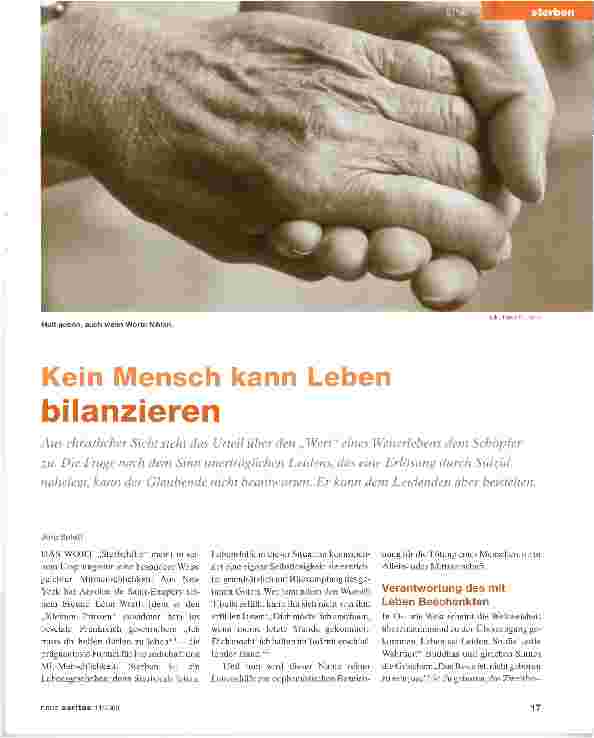Vorschauseite 1: Kein Mensch kann Leben bilanzieren