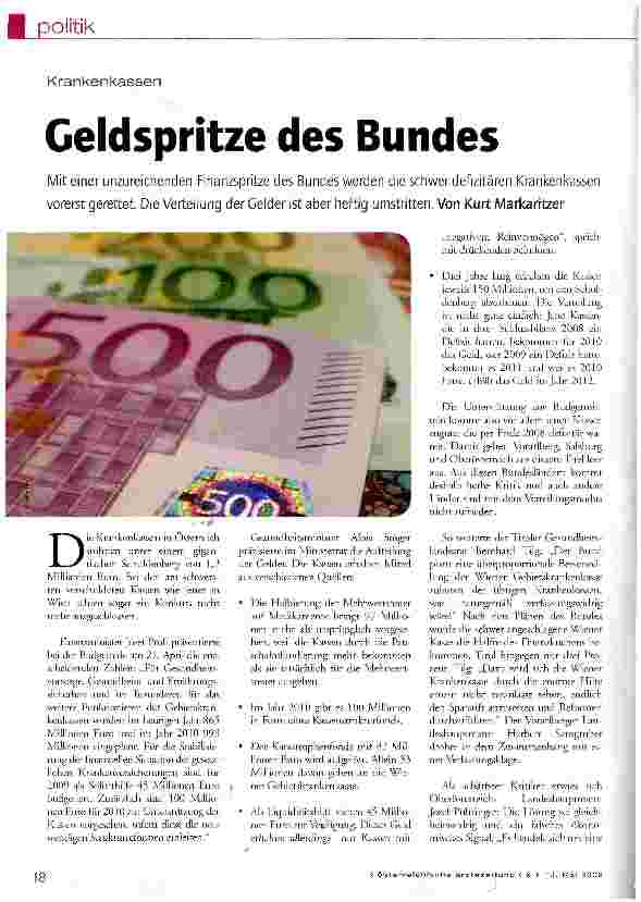 Vorschauseite 1: Geldspritze des Bundes