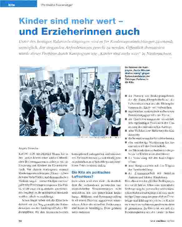Vorschauseite 1: Kinder sind mehr wert - und Erzieherinnen auch